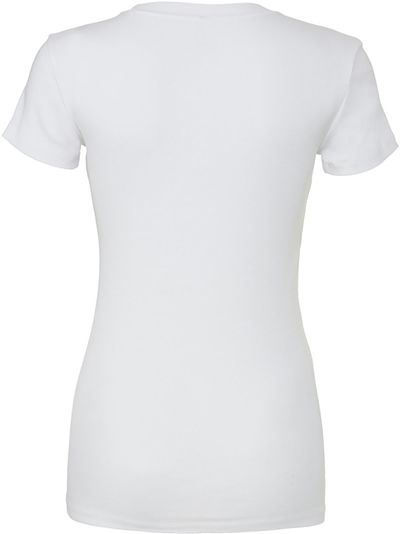 Am image of a Custom Bella and Canvas Ladies Slim Fit T Shirt in White!