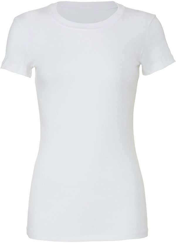 Am image of a Custom Bella and Canvas Ladies Slim Fit T Shirt in White!
