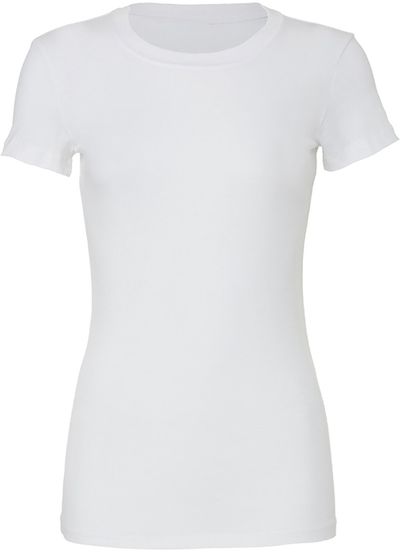 Am image of a Custom Bella and Canvas Ladies Slim Fit T Shirt in White!