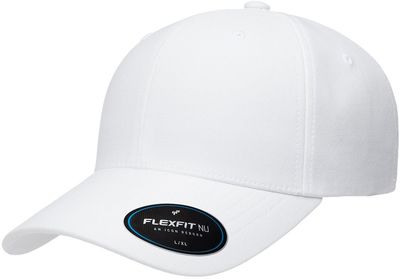 Am image of a Custom Flexfit Adult NU Hat in WHITE!