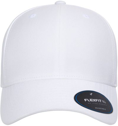 Am image of a Custom Yupoong Flexfit Nu® Adjustable Cap in White!