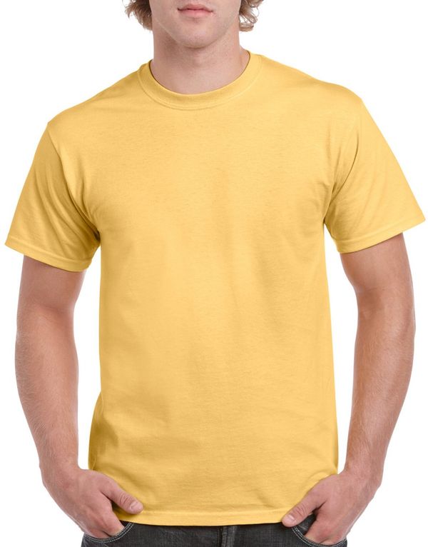 Am image of a Custom GILDAN Heavy Cotton TShirt in Yellow Haze!