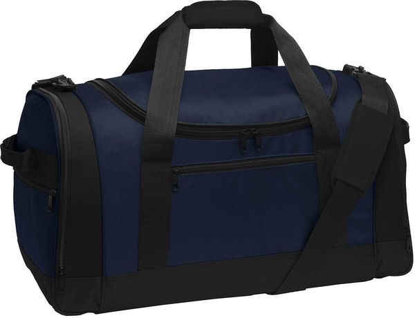Am image of a Custom Port Authority Voyager Sports Duffel Bag in Navy!