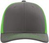 An image of a Custom Richardson Snapback Trucker Cap in Charcoal/Neon Green!