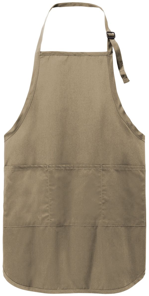 Am image of a Custom Port Authority Easy Care Full Length Apron with Stain Release in Khaki!