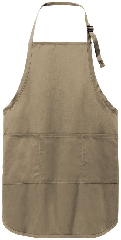 Am image of a Custom Port Authority Easy Care Full Length Apron with Stain Release in Khaki!