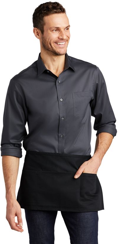 Am image of a Custom Port Authority Easy Care Reversible Waist Apron with Stain Release in Black!