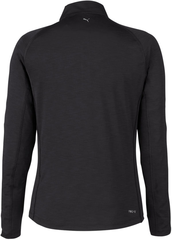 Am image of a Custom Puma Gold Ladies Quarter Zip in Puma Black!