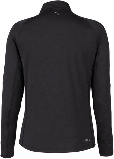 Am image of a Custom Puma Gold Ladies Quarter Zip in Puma Black!