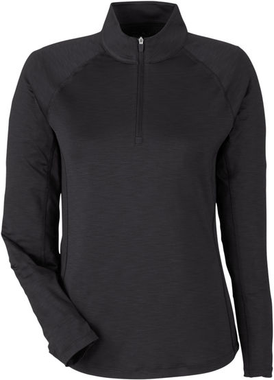 Am image of a Custom Puma Gold Ladies Quarter Zip in Puma Black!