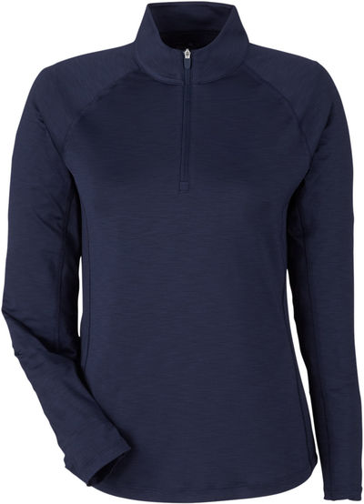 Am image of a Custom Puma Gold Ladies Quarter Zip in Deep Navy!