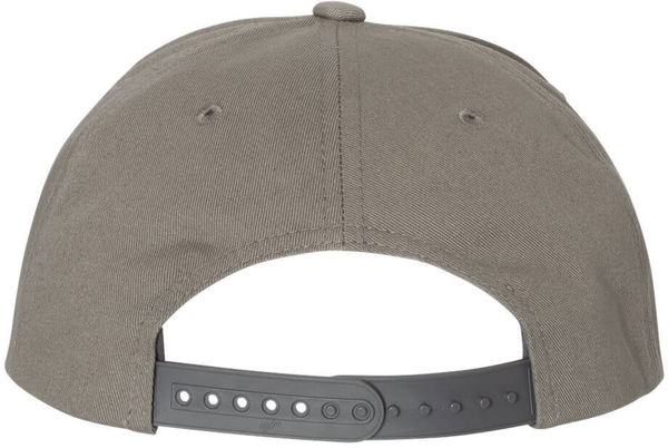 Am image of a Custom Yupoong Classics Flat Bill Cap in Dark Grey!