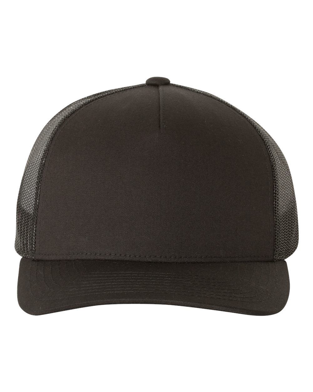 Yupoong Adult 5 Panel Retro Trucker Cap in Black