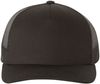 Am image of a Custom Yupoong Adult 5 Panel Retro Trucker Cap in Black!