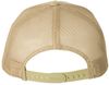 Am image of a Custom Yupoong Adult 5 Panel Retro Trucker Cap in Khaki!