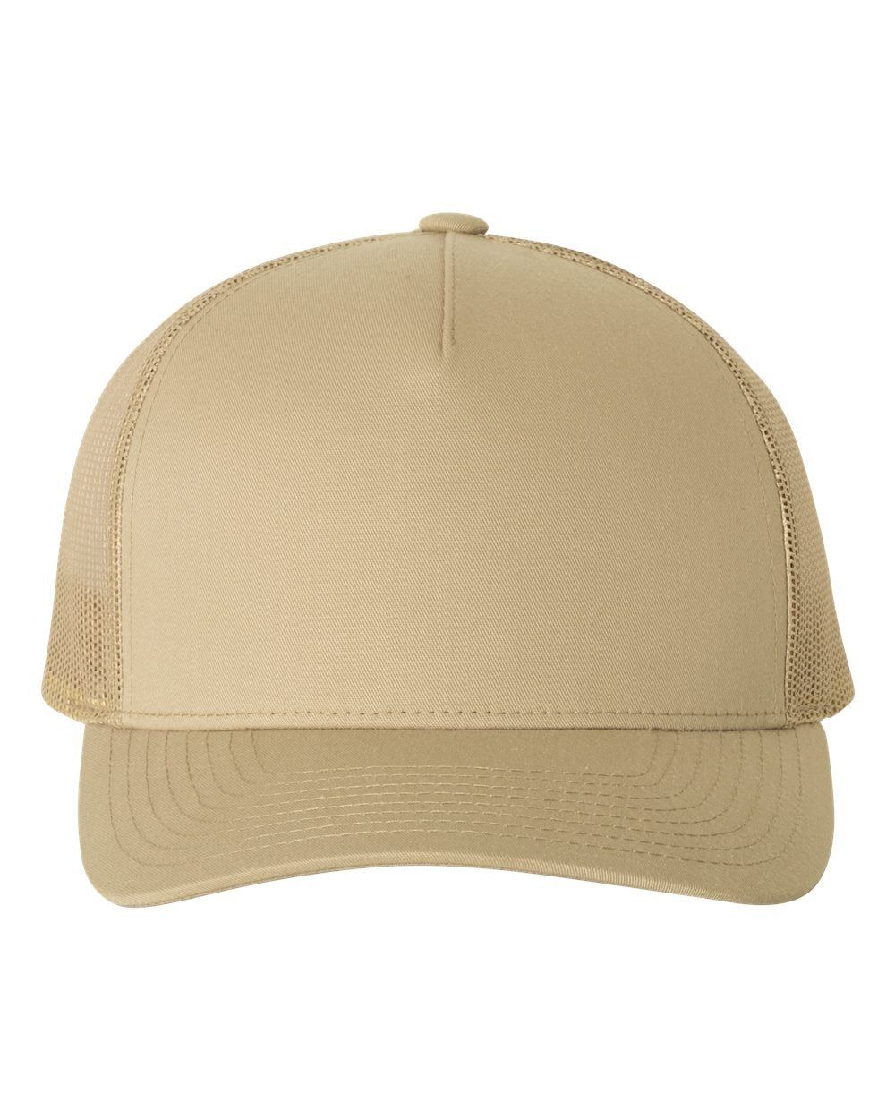 Yupoong Adult 5 Panel Retro Trucker Cap in Khaki