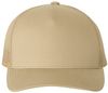 Am image of a Custom Yupoong Adult 5 Panel Retro Trucker Cap in Khaki!
