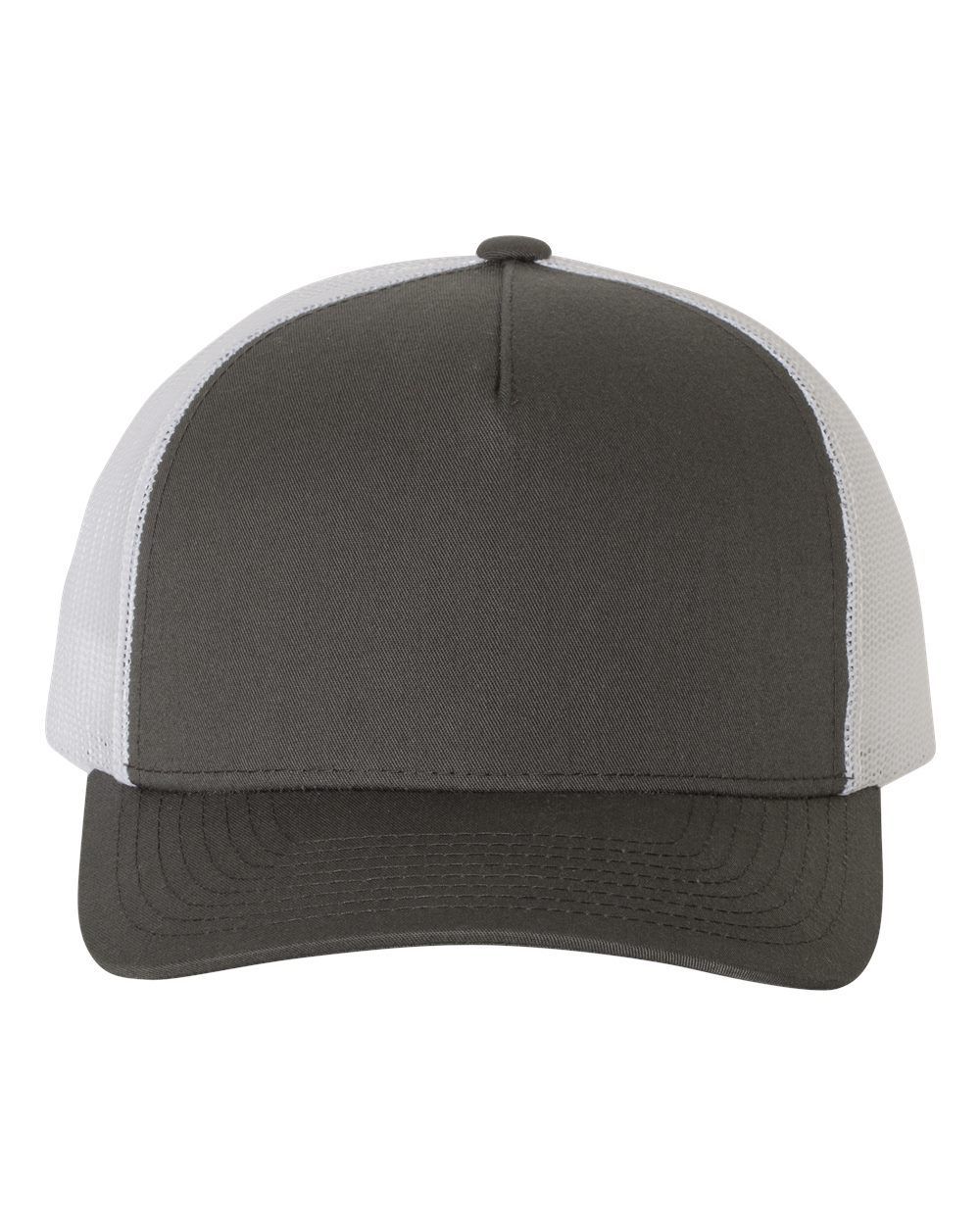 Yupoong Adult 5 Panel Retro Trucker Cap in Charcoal/White
