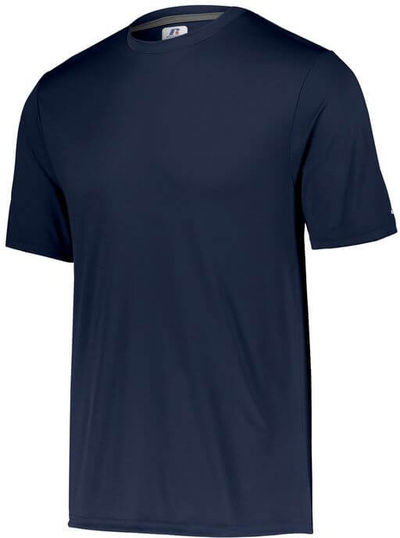Am image of a Custom Russell Athletic Dri Power Core Performance Tee in Navy!