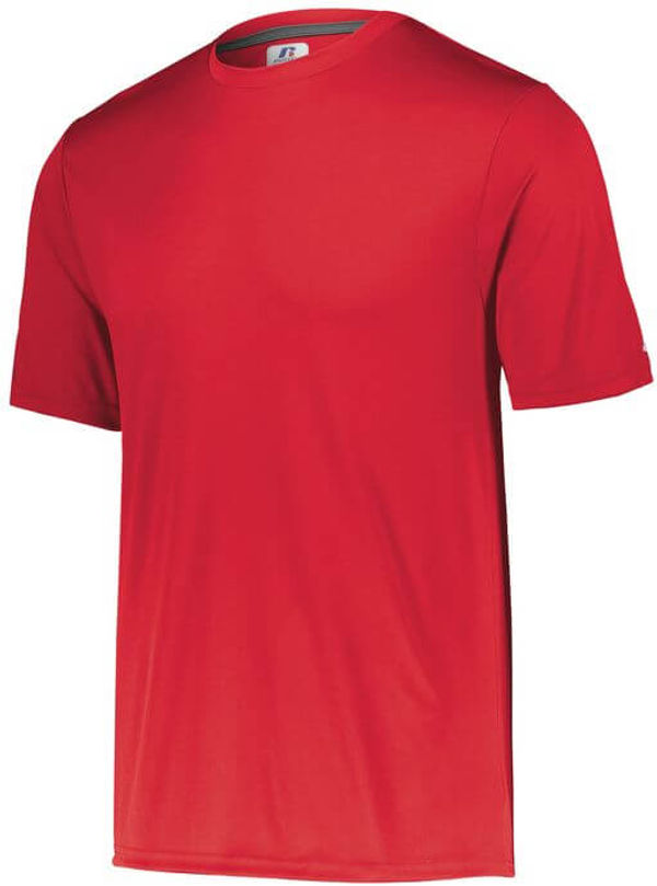 Am image of a Custom Russell Athletic Dri Power Core Performance Tee in True Red!
