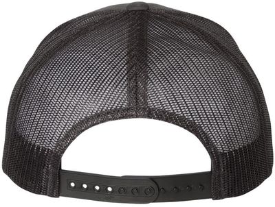 Am image of a Custom Yupoong Adult Retro Trucker Cap in Charcoal/Black!