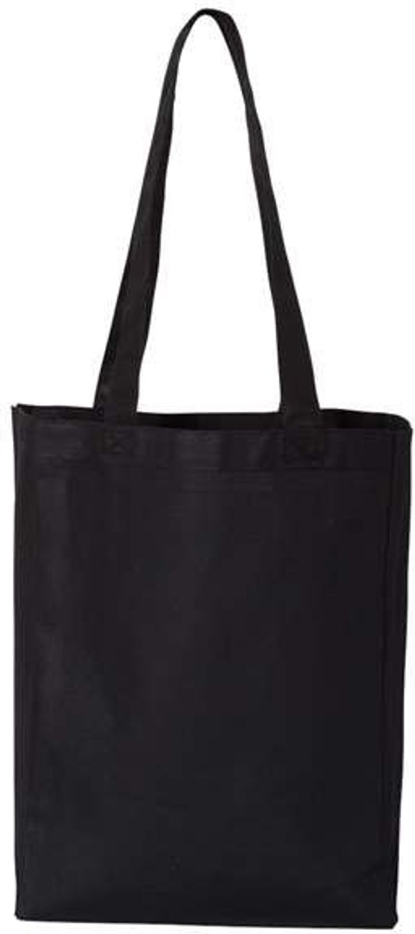 Am image of a Custom QTees 12L Gussetted Shopping Bag in Black!