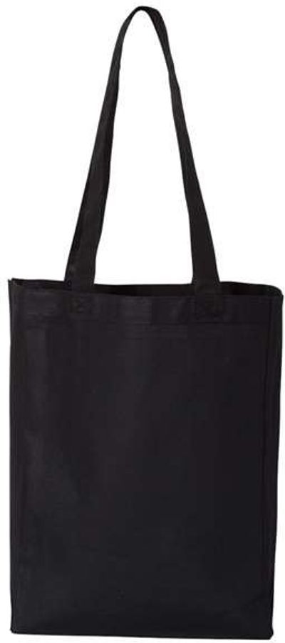 Am image of a Custom QTees 12L Gussetted Shopping Bag in Black!