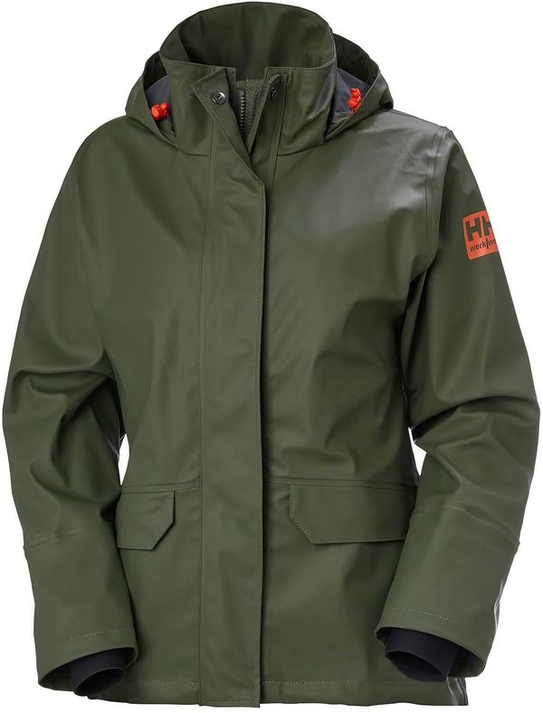 Am image of a Custom Helly Hansen Women's Luna Rain Jacket in Army Green!
