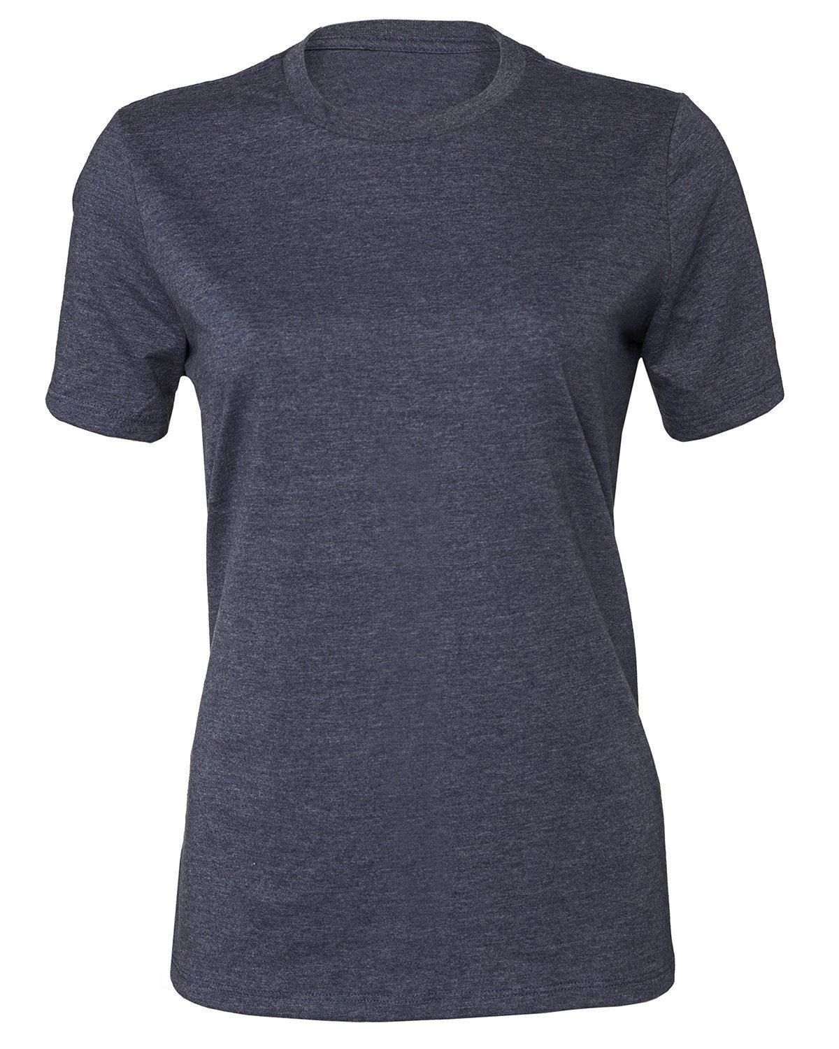 Bella and Canvas Ladies Relaxed Fit Heather CVC T Shirt in Heather Navy