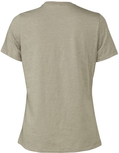 Am image of a Custom Bella and Canvas Ladies Relaxed Fit Heather CVC T Shirt in Heather Stone!