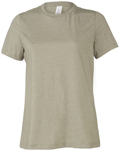 Am image of a Custom Bella and Canvas Ladies Relaxed Fit Heather CVC T Shirt in Heather Stone!