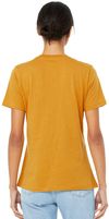 Am image of a Custom Bella and Canvas Ladies Relaxed Fit Heather CVC T Shirt in Heather Mustard!