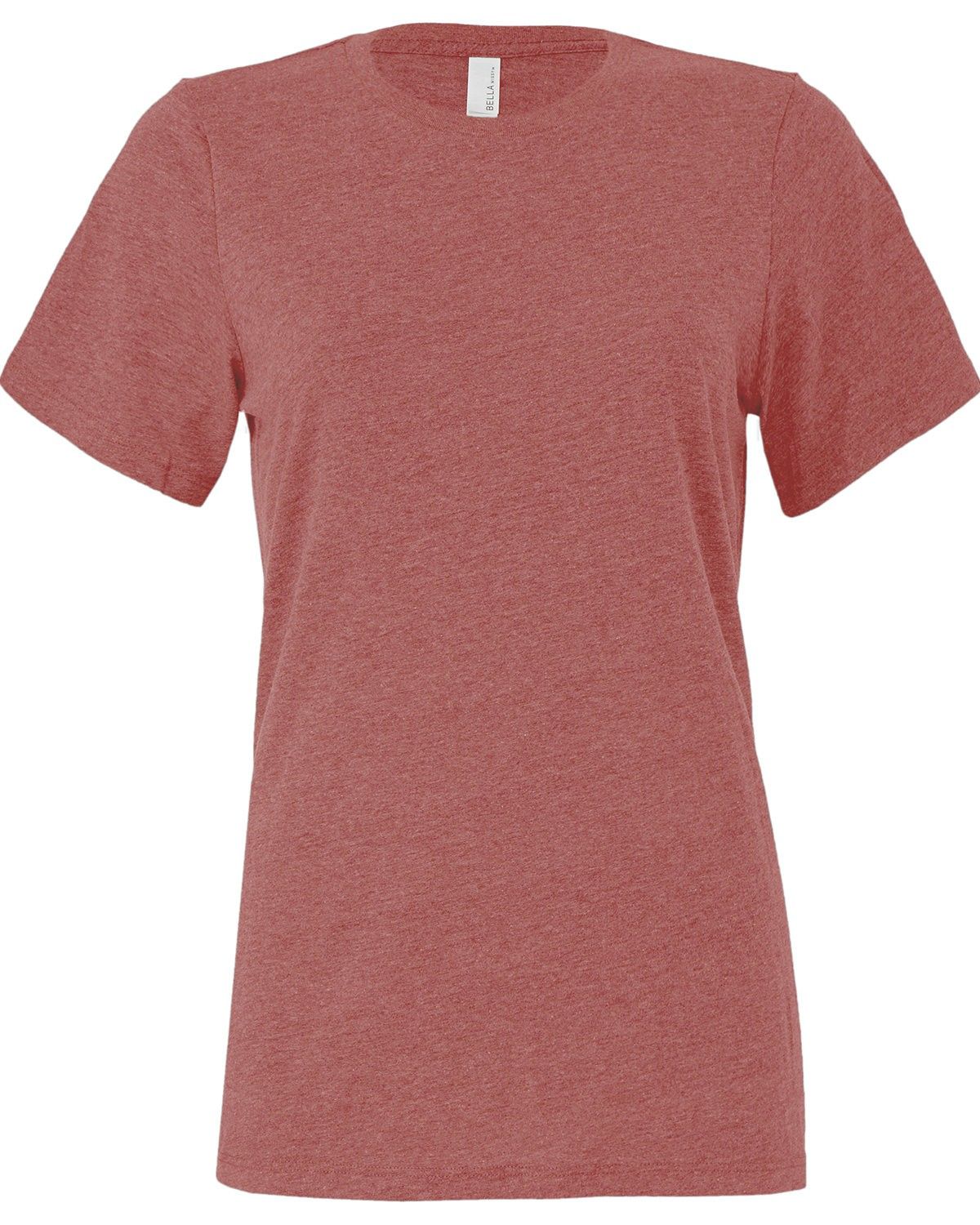 Bella and Canvas Ladies Relaxed Fit Heather CVC T Shirt in Heather Mauve