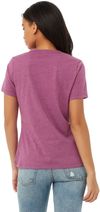 Am image of a Custom Bella and Canvas Ladies Relaxed Fit Heather CVC T Shirt in Heather Magenta!