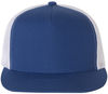Am image of a Custom Yupoong Five Panel Classic Trucker Cap in Royal/White!