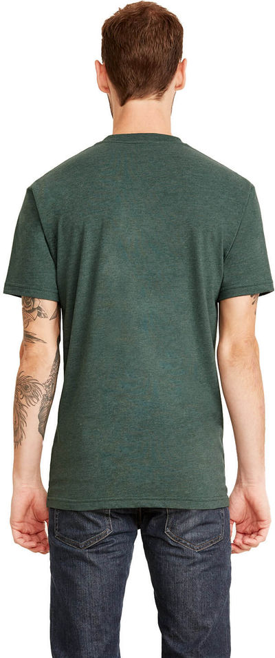 Am image of a Custom Next Level Men's Sueded Crew in Heather Forest Green!