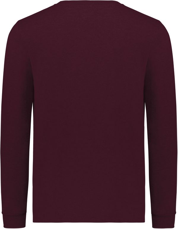 Am image of a Custom Russell Athletic Essential Long Sleeve Tee in Maroon!
