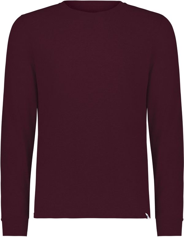 Am image of a Custom Russell Athletic Essential Long Sleeve Tee in Maroon!