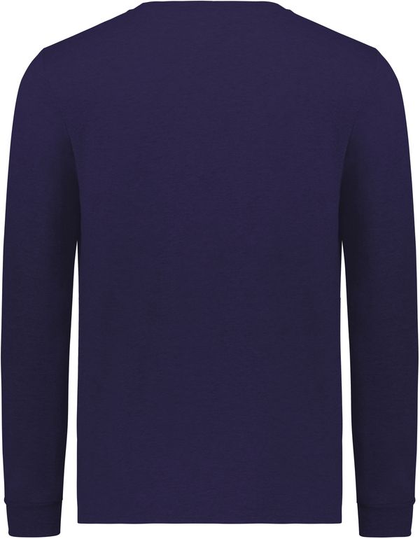 Am image of a Custom Russell Athletic Essential Long Sleeve Tee in Purple!