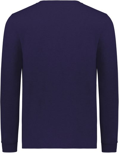 Am image of a Custom Russell Athletic Essential Long Sleeve Tee in Purple!