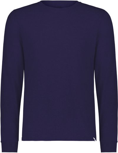 Am image of a Custom Russell Athletic Essential Long Sleeve Tee in Purple!