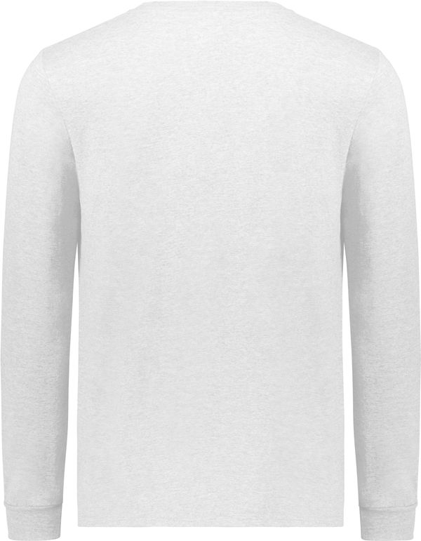 Am image of a Custom Russell Athletic Essential Long Sleeve Tee in White!