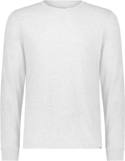 Am image of a Custom Russell Athletic Essential Long Sleeve Tee in White!
