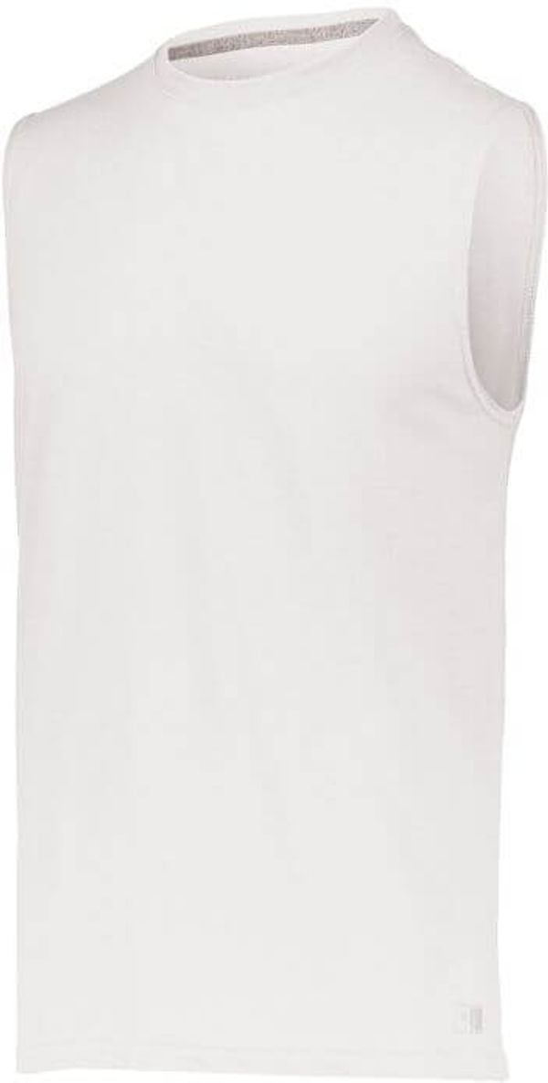 Am image of a Custom Russell Athletic Essential Muscle Tee in White!
