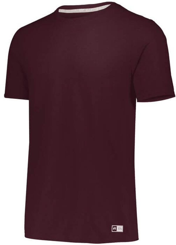 Am image of a Custom Russell Athletic Essential Tee in Maroon!