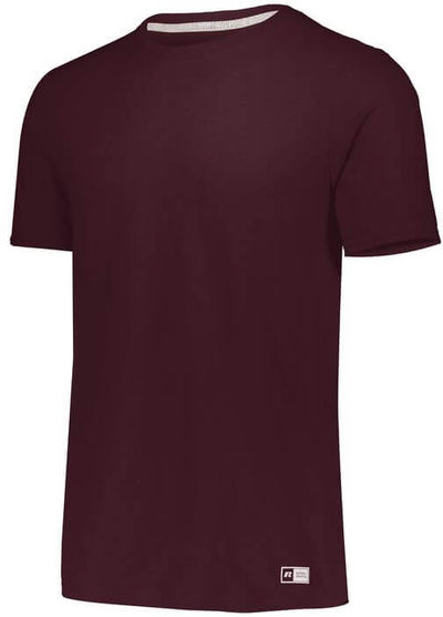 Am image of a Custom Russell Athletic Essential Tee in Maroon!