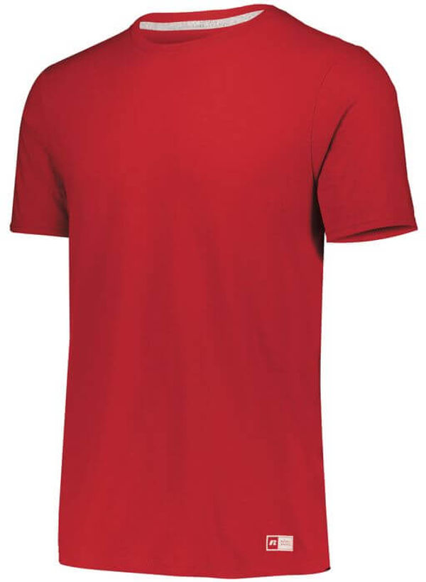 Am image of a Custom Russell Athletic Essential Tee in True Red!