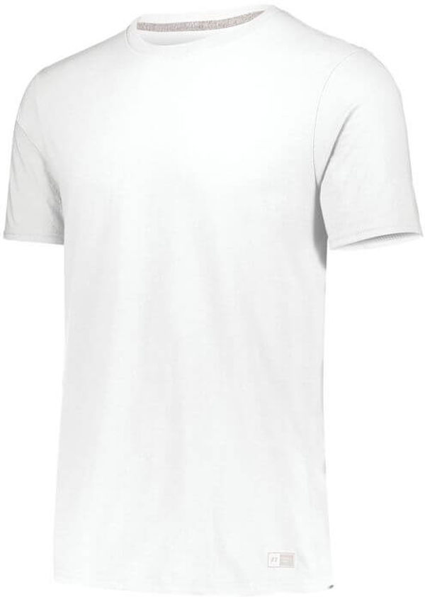 Am image of a Custom Russell Athletic Essential Tee in White!