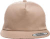 Am image of a Custom Yupoong Adult Unstructured 5 Panel Snapback Cap in Khaki!