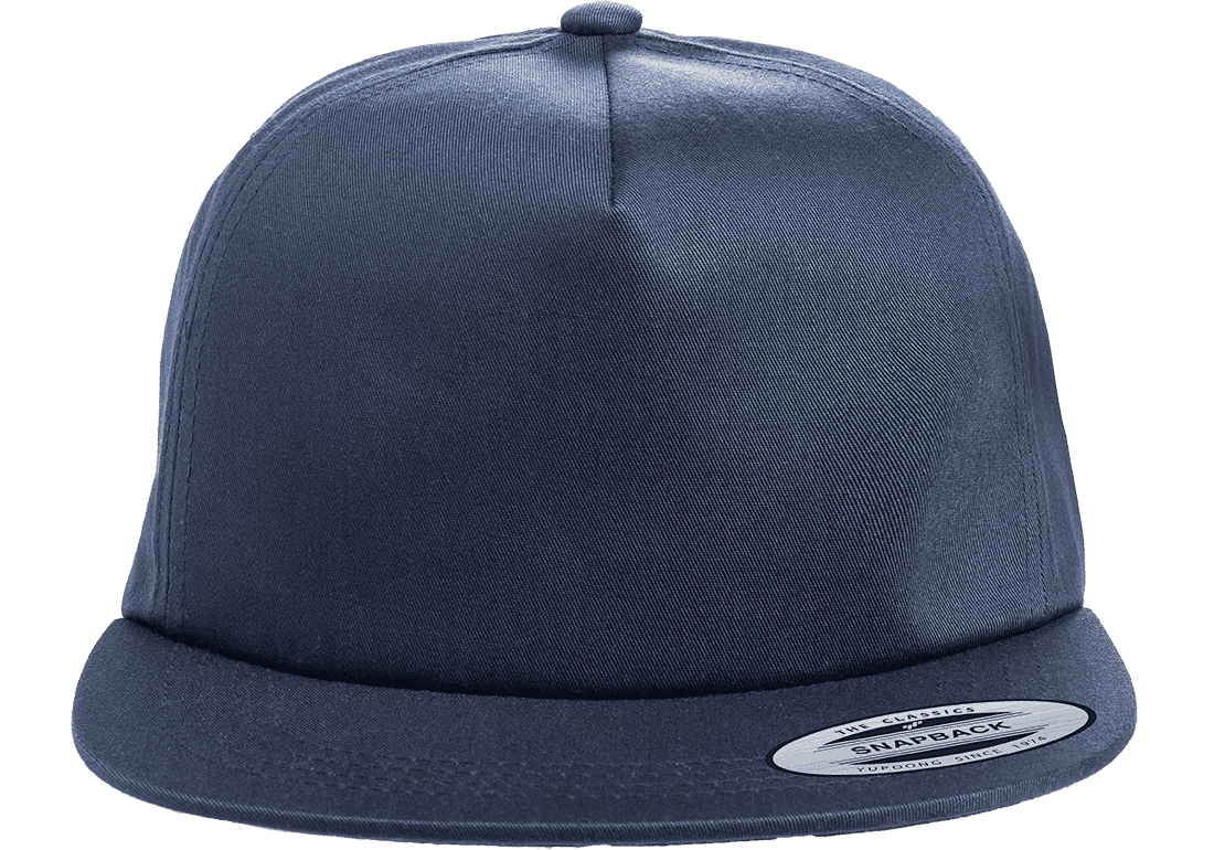 Yupoong Adult Unstructured 5 Panel Snapback Cap in Navy